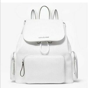 Michael Kors Abbey Medium Perforated Backpack Optic White